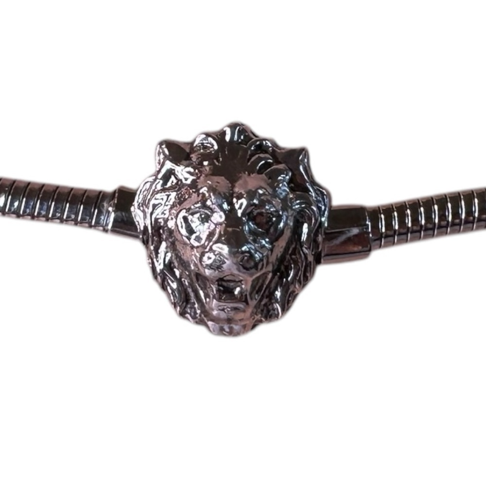 Vintage Y2K Anne Klein Lions Head Silver Metal Rope Belt
